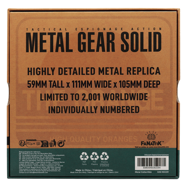 Metal Gear Solid 2 Replica Cardboard Box